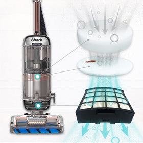 Leemone AZ2000 post-motor filters trap fine particles before motor contact.