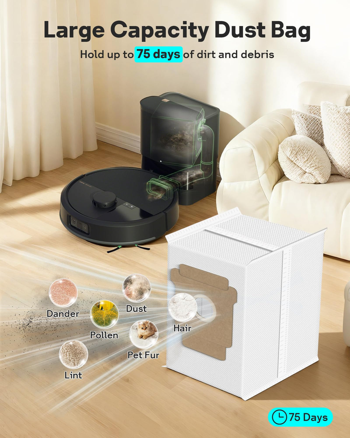 Leemone Roomba 504 dust bag prevents leaks while expanding capacity.