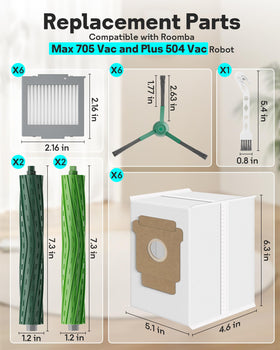 Leemone Roomba Max 705 kit layout with included parts.