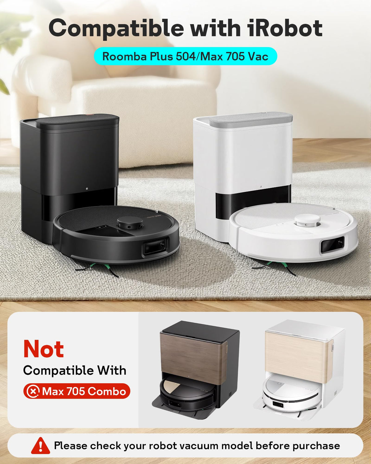 Leemone Roomba Max 705 side brush reaches corners and edges.