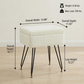 Leesingdo vanity stool with adjustable metal legs for stable placement.