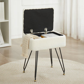 Leesingdo vanity stool with faux teddy fur, plush seating for makeup sessions.