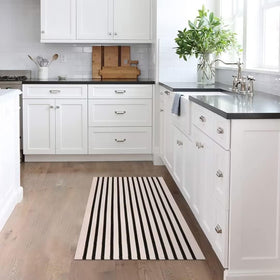 LEEVAN Washable Proch Rug black white contrast adds modern flair while hiding dirt