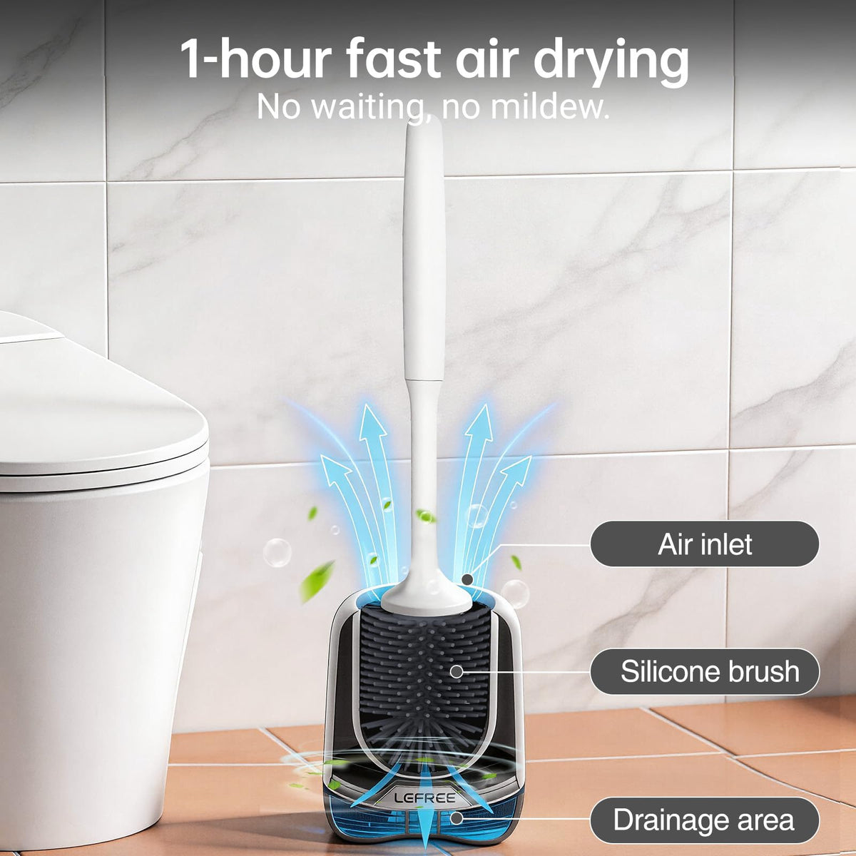 Lefree detachable base promotes airflow and quick drying