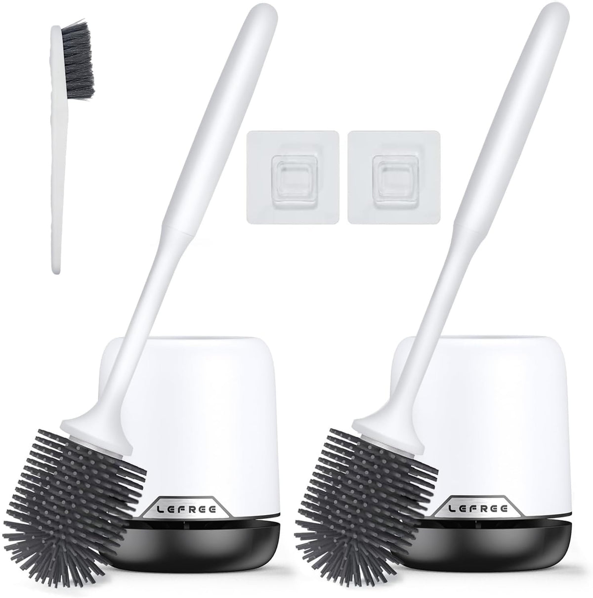 Lefree silicone toilet brush set 2-pack for versatile bathroom cleaning
