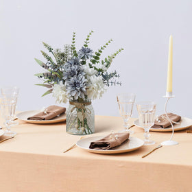 Leftover eucalyptus stems and leaves give natural texture.