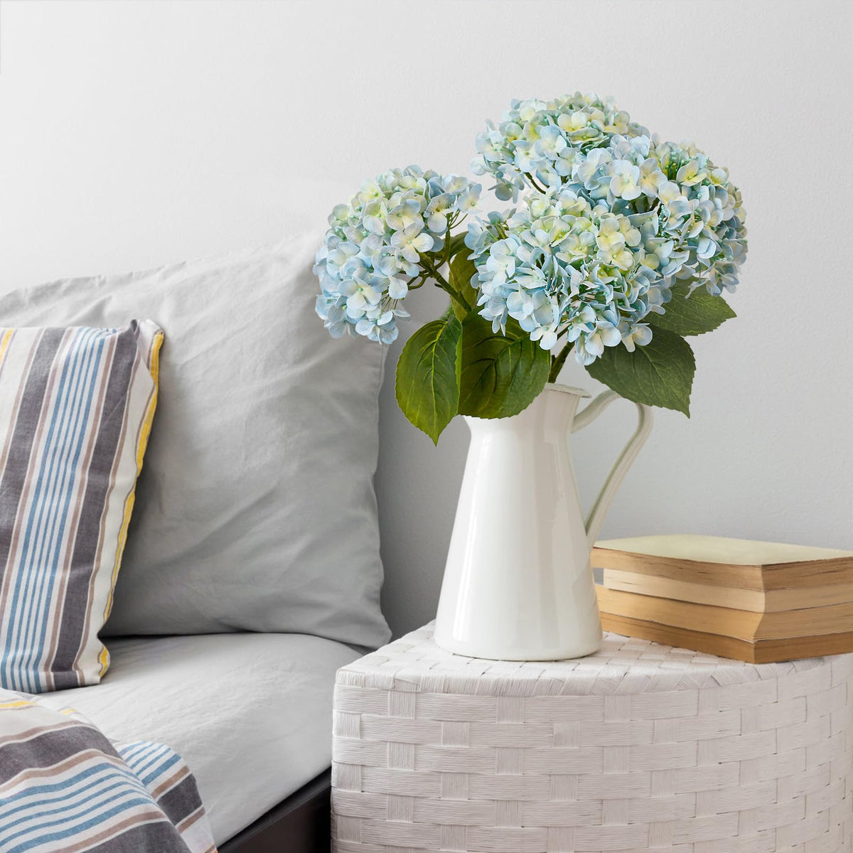 Leftover hydrangea care-free display cleans easily with a damp cloth