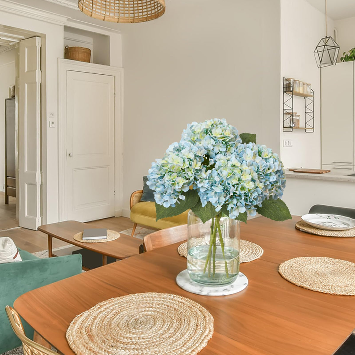 Leftover hydrangea display for office desks and entryways