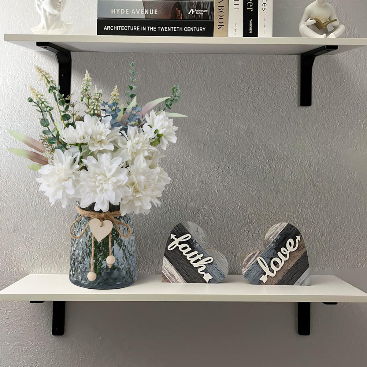 Leftover wooden holder design keeps bouquet stable and elegantly displayed.