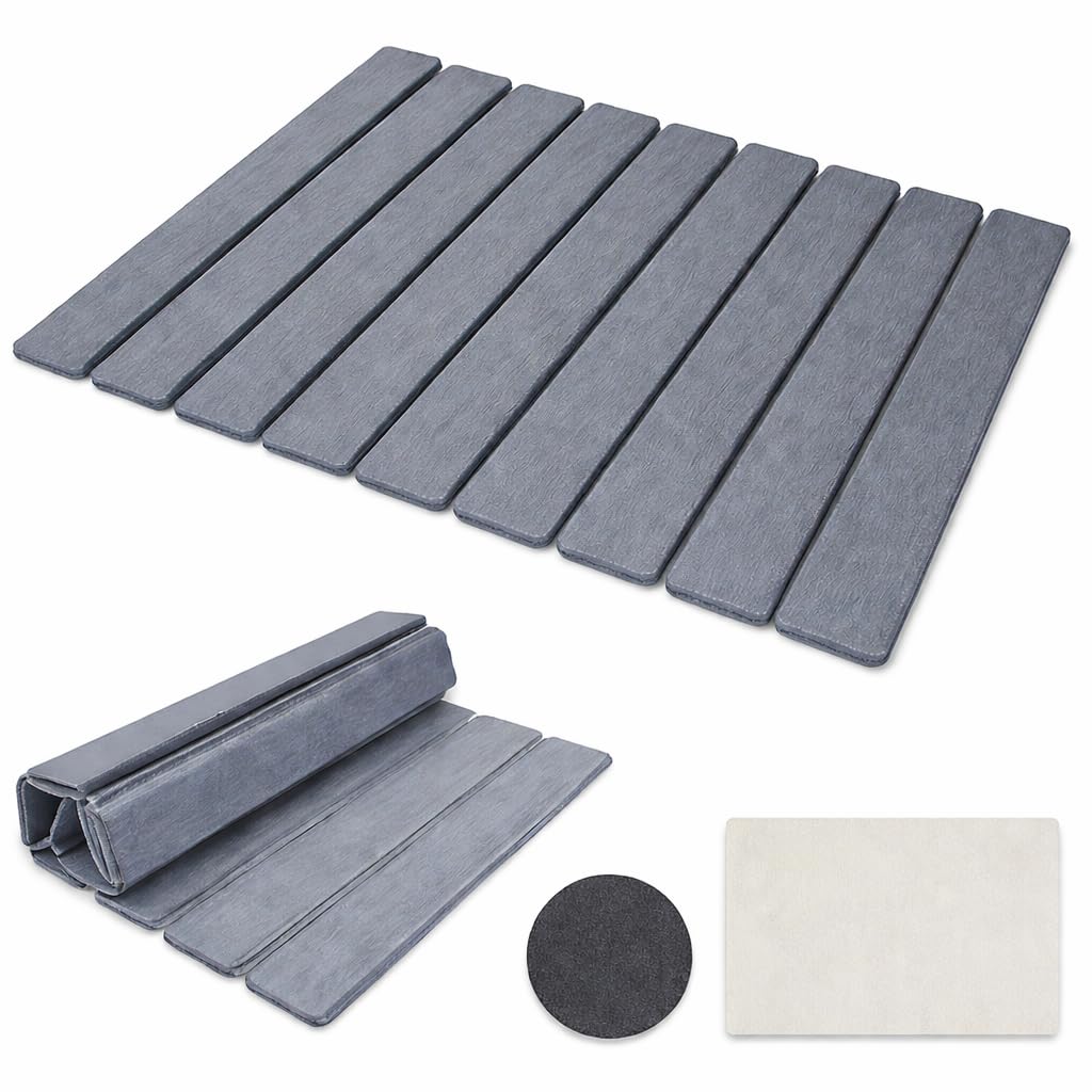 LegendaryLaay diatomite drying mat on the kitchen counter absorbs moisture quickly for dishes.