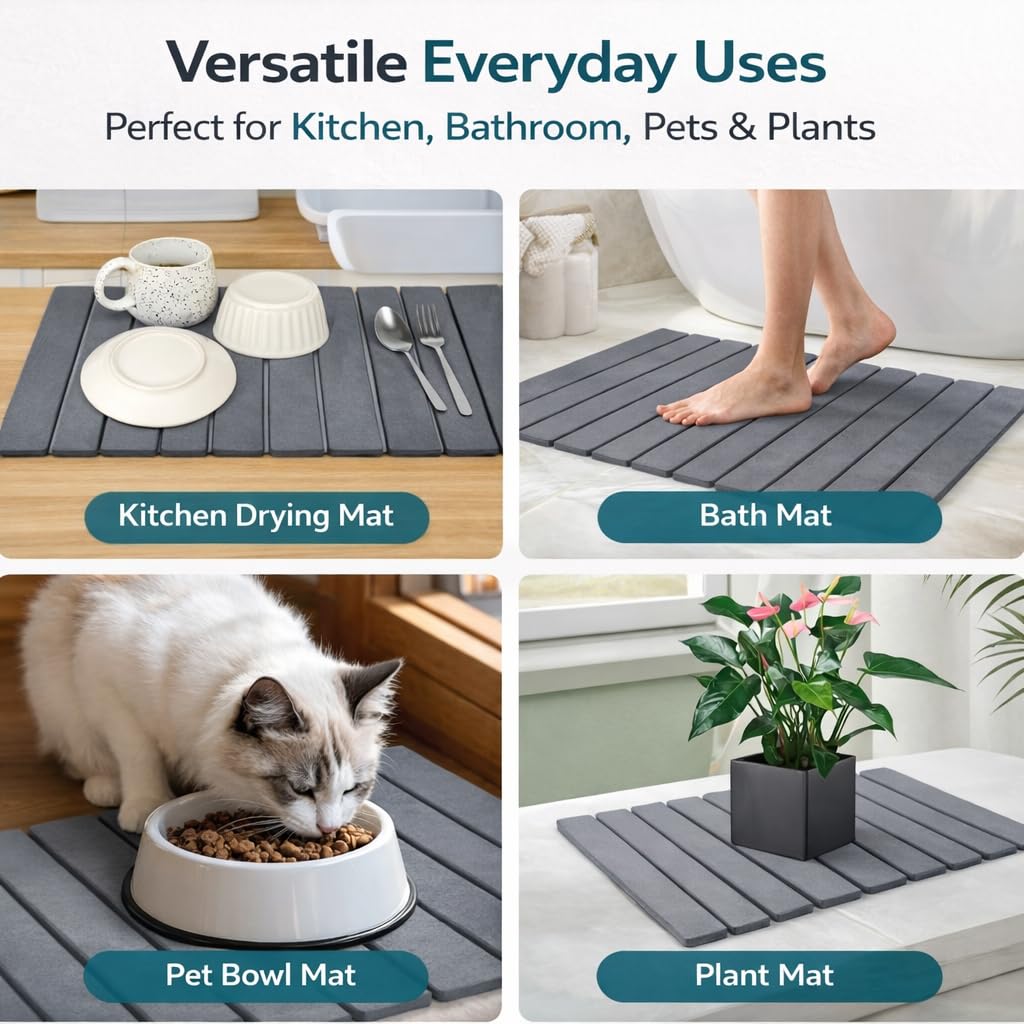 LegendaryLaay stone mat with quick dry surface for fast moisture evaporation.