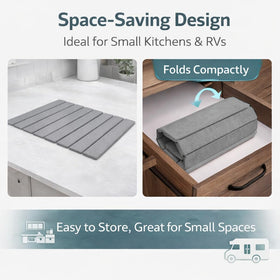 LegendaryLaay modern gray mat complements minimalist kitchen decor.