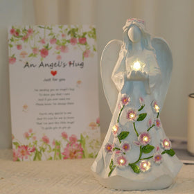 LEGIFO guardian angel figurine lit by timer light for cozy ambiance