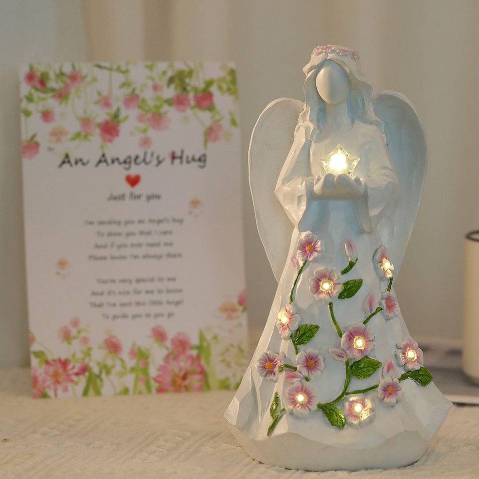 LEGIFO guardian angel figurine lit by timer light for cozy ambiance