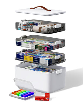 LEGUO 4-tier medicine storage organizer for easy medication sorting.