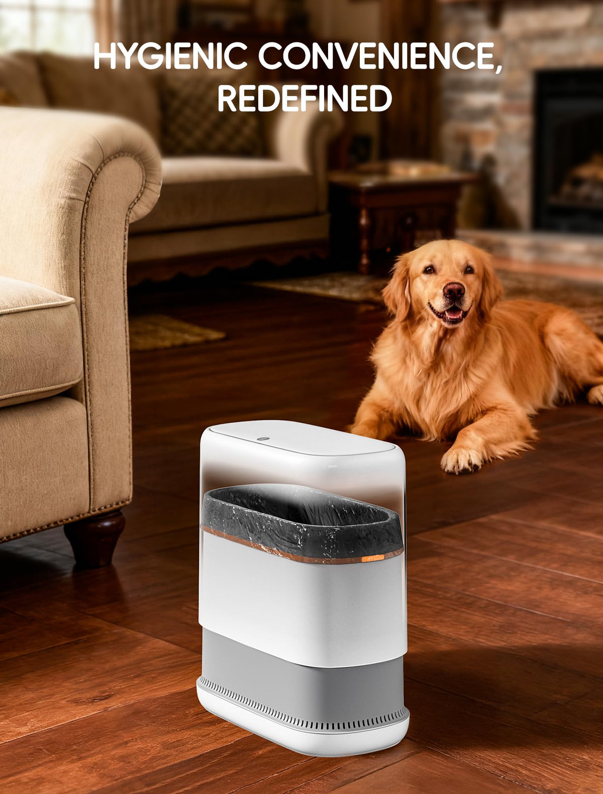 LEGUO slender white bathroom trash bin fits neatly beside a sink or toilet.