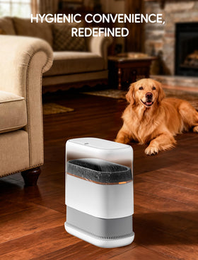 LEGUO slender white bathroom trash bin fits neatly beside a sink or toilet.