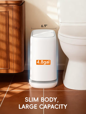 LEGUO slim press top trash can fits beside the sink for space saving.