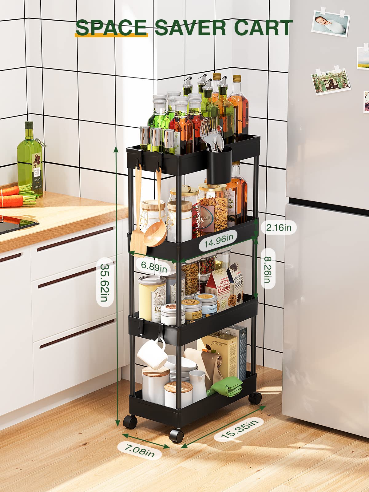 LEHOM black finish storage cart ready for mobile organization