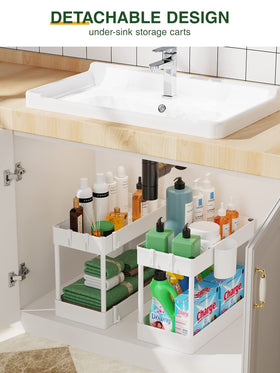 LEHOM use case: under-sink organization in a compact bathroom or kitchen.