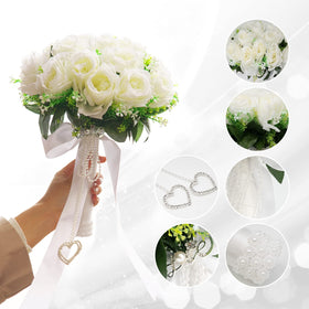 LEIFENY rhinestones heart-detail bouquet shines under lights