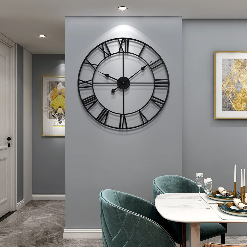 LEIKE 60cm clock enhances living room, bedroom, and kitchen as a versatile focal point.