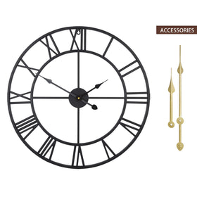 LEIKE large wall clock metal frame highlights hollow retro design for kitchen or hallway decor.