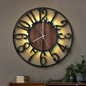 LEIKE large wall clock with black Arabic numbers for clear readability and style