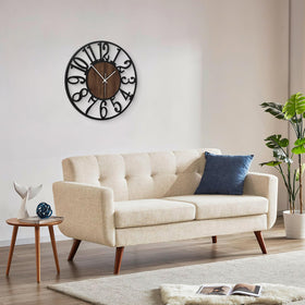 LEIKE Large Wall Clock with hook-and-slot mounting for damage-free hanging