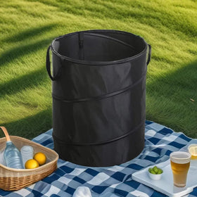 Leinoupt collapsible trash can with carry handle for transport.