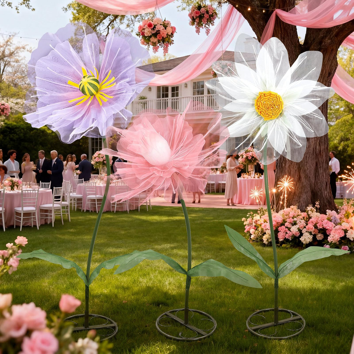 Leinuosen giant mesh pink flower with a 60 cm head for romantic weddings.