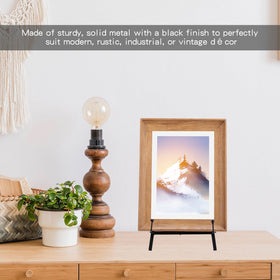 Leinuosen compact black easel stands securely on countertops for quick, versatile displays.