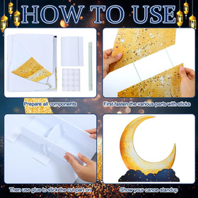 Leinuosen moon star cutout with assembly tips for quick setup.