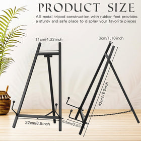 Leinuosen plate display easel stand in black holds dinnerware and artwork securely.