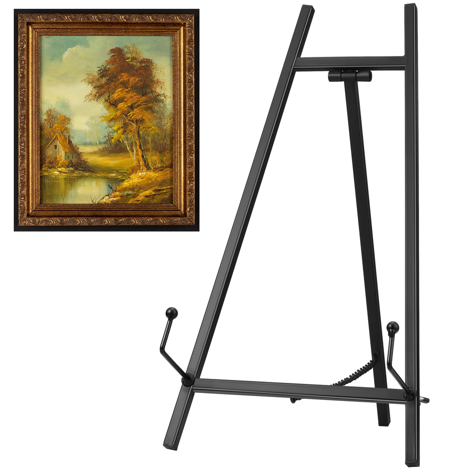 Leinuosen table top easel stand in black showcasing plates or photos with elegance.
