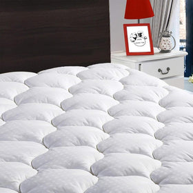LEISURE TOWN Cotton King Mattress Pad Topper shows plush surface for enhanced comfort