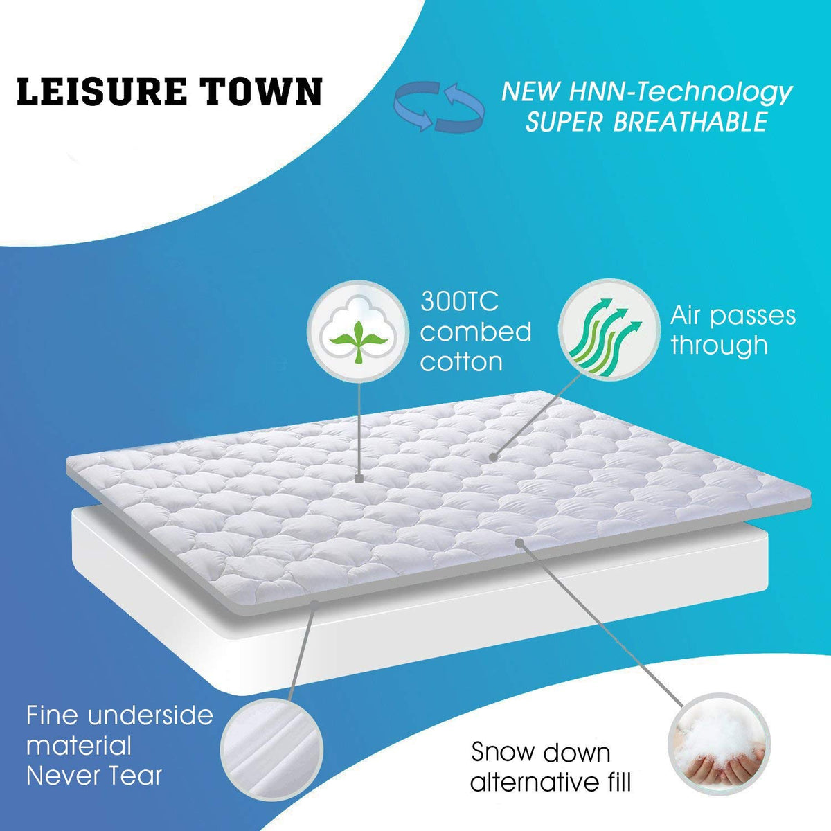 LEISURE TOWN Down Alternative Fill Mattress Pad for soft, breathable all-season use