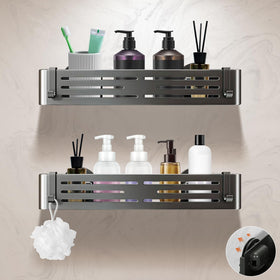 Lekesky suction cup shower caddy mounted on wall for easy bathroom organization.