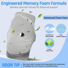 Close-up of memory foam contour on Lekewn AlignCore pillow for adaptive support