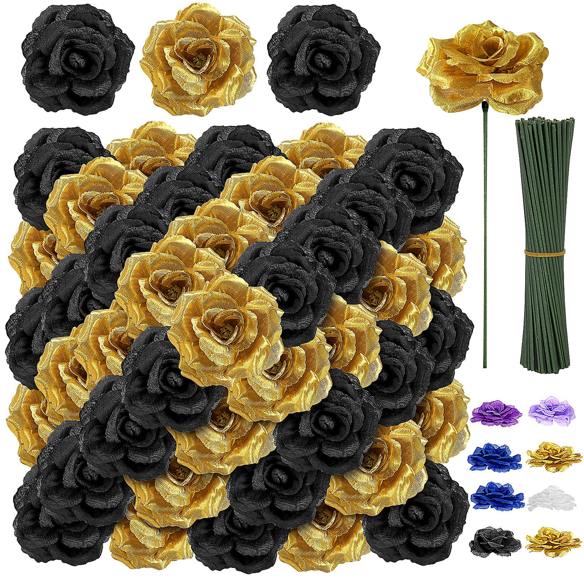 LELEE black gold rose heads 108pcs for elegant wedding bouquets.