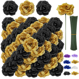 LELEE black gold rose heads 108pcs for elegant wedding bouquets.