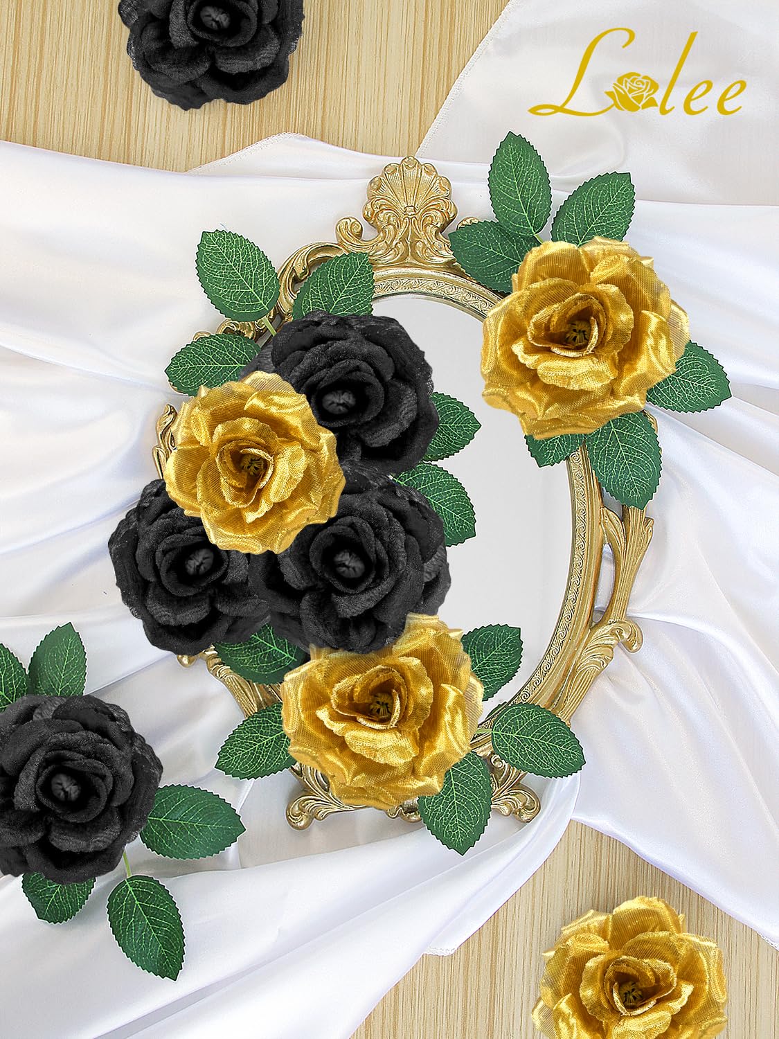 LELEE black gold rose stems 108pcs ready for custom arrangements.