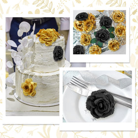 LELEE black gold rose table display ideas for elegant events.