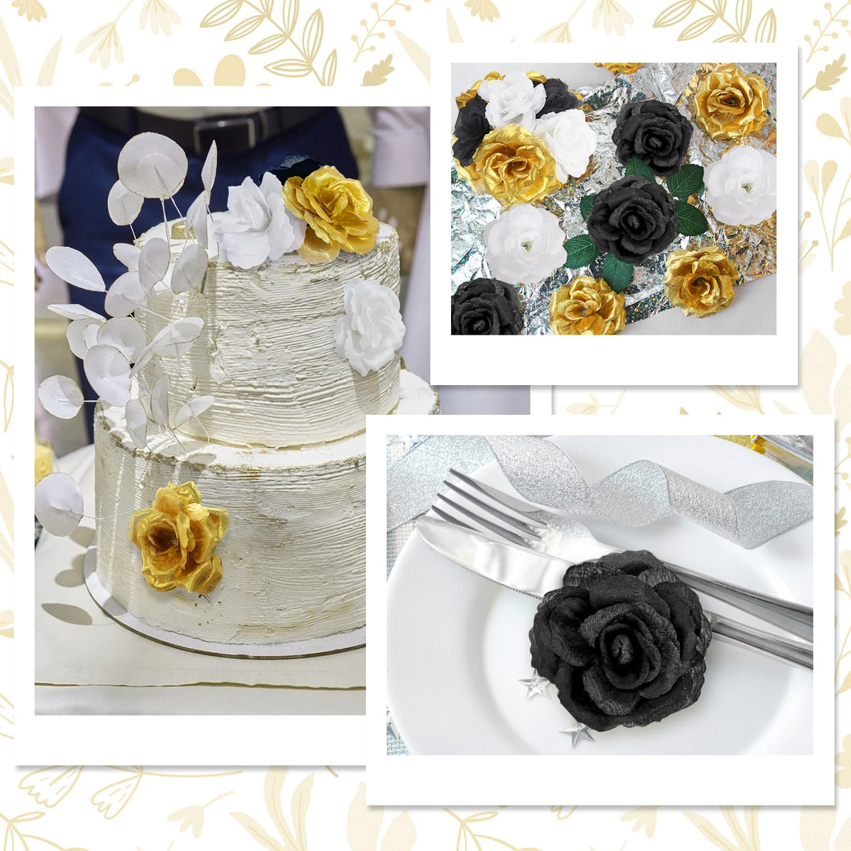 LELEE rose arrangement accents for cakes, hats, and clothing