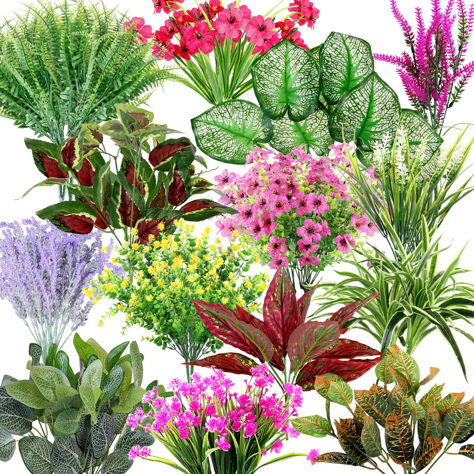 LELEE outdoor artificial plants in a porch display for year-round greenery.