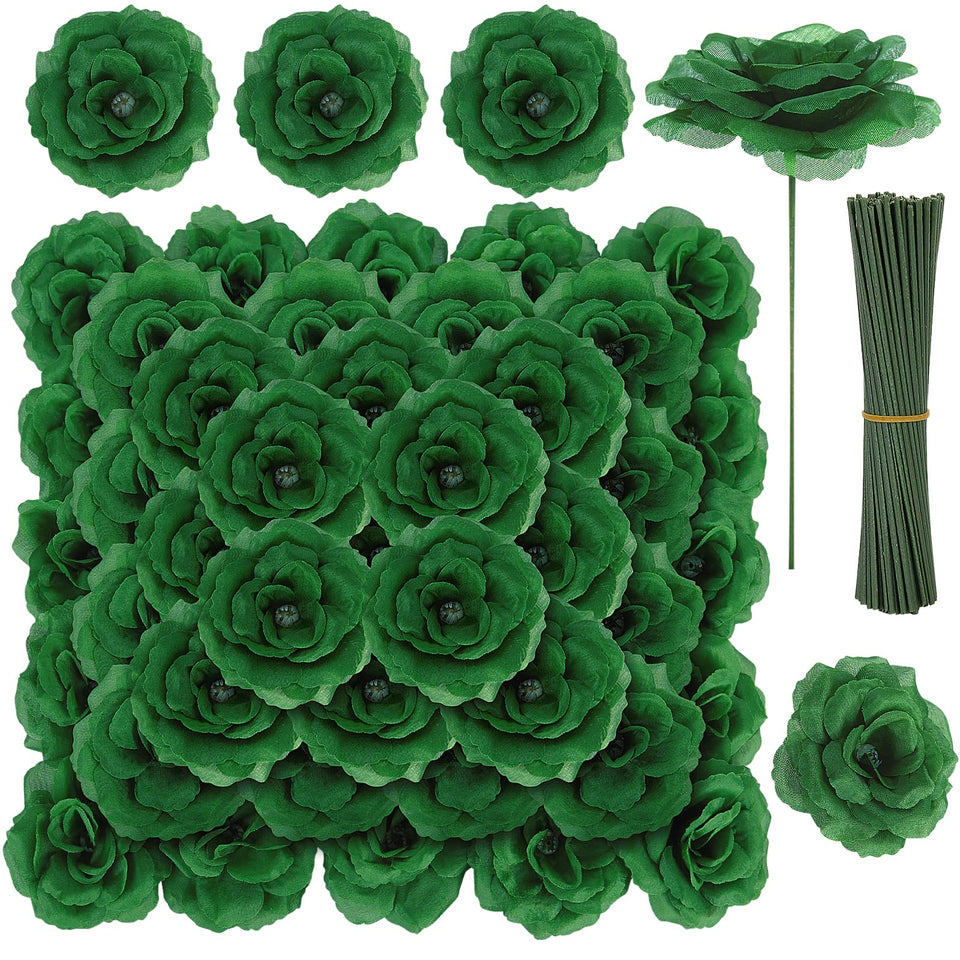 LELEE rose head emerald-green 108pcs bouquet detail for lasting wedding decor