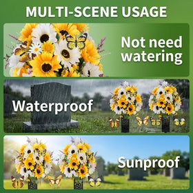 LELEE weather-resistant artificial cemetery flowers remain vibrant outdoors with low maintenance