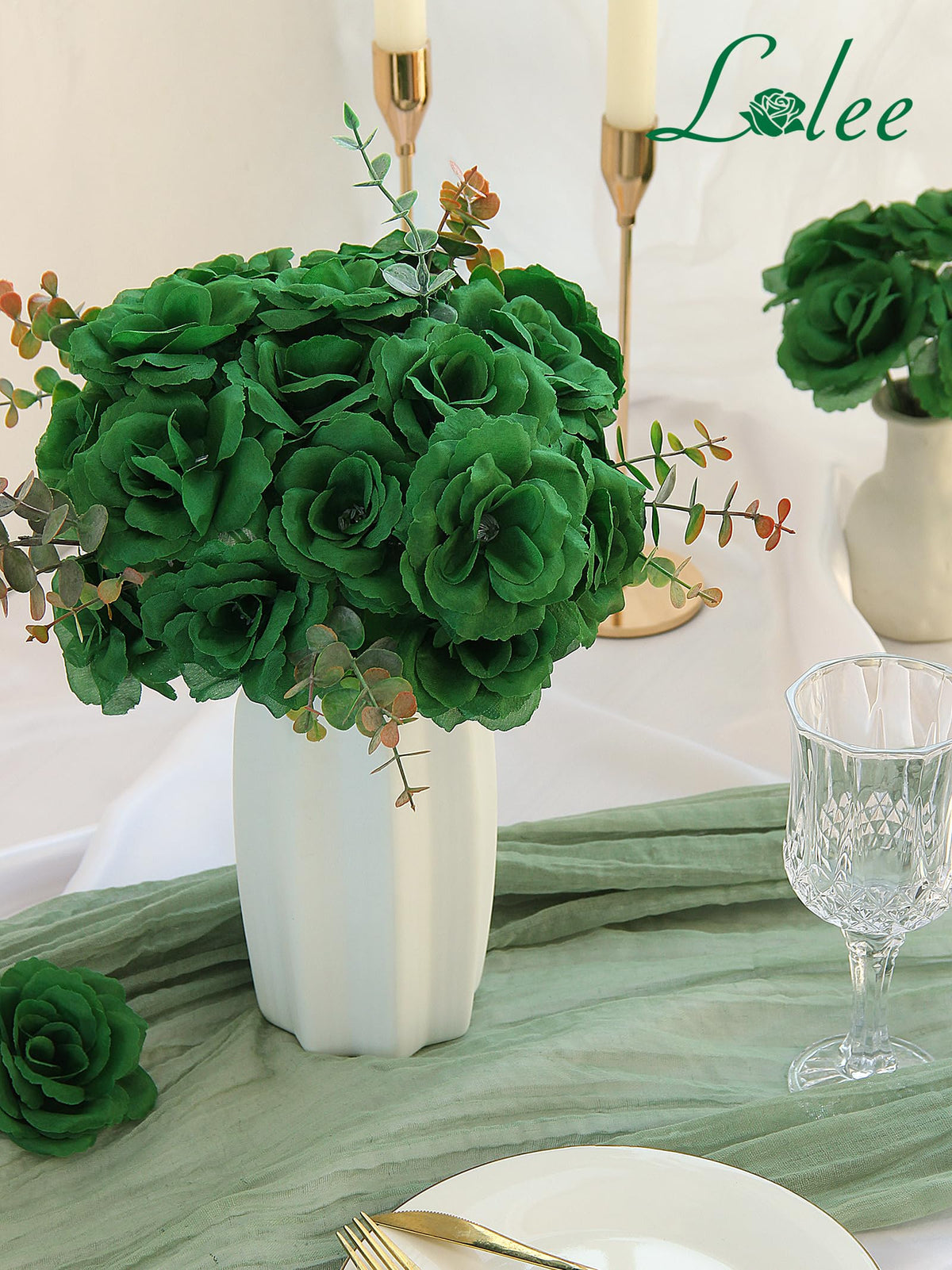 LELEE wedding decor emerald-green roses ideal for centerpieces