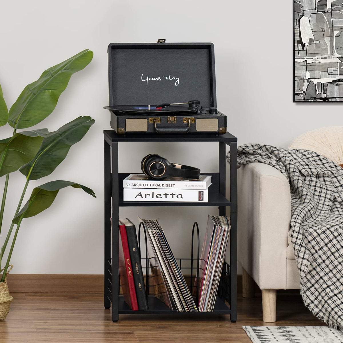 LELELINKY three-tier record player stand ideal for vinyl organization