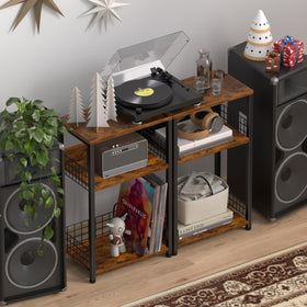 LELELINKY record player stand top shelf provides a stable surface for turntables